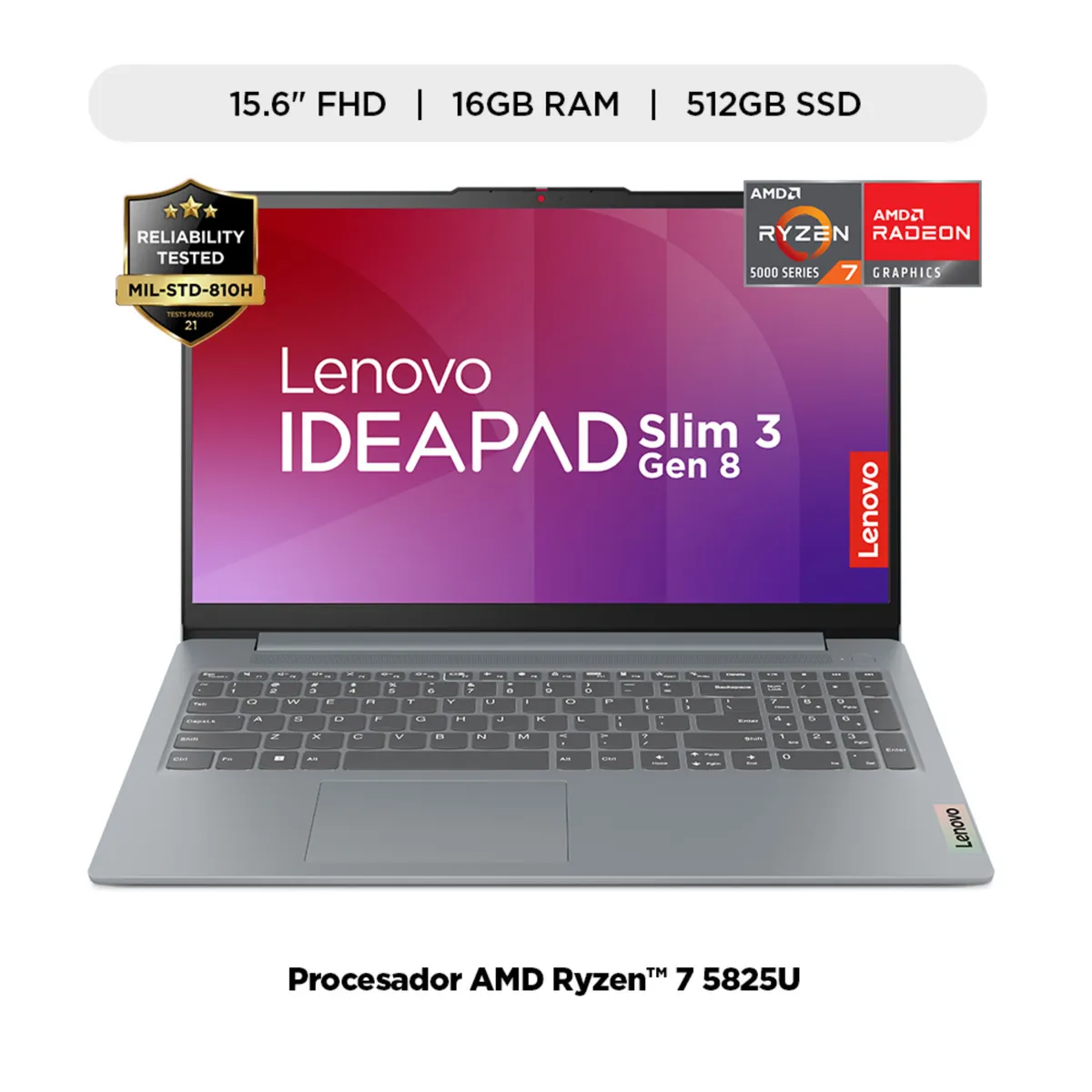 LENOVO - Laptop Lenovo Amd Ryzen 7 16gb 512gb Ssd Ideapad Slim 3  Serie 5000 15.6" Fhd