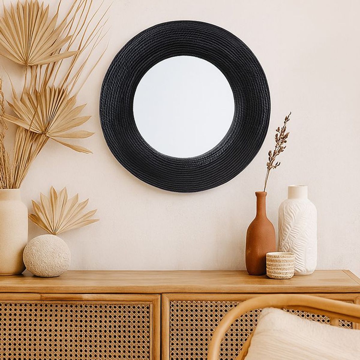 BASEMENT HOME - Espejo Rattán Redondo 70cm