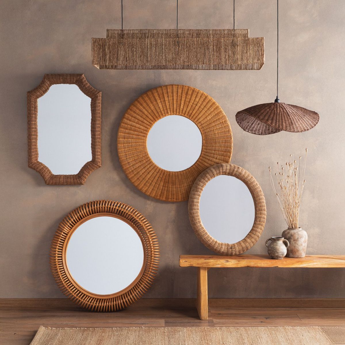 BASEMENT HOME - Espejo Rattán Oval 77x64cm Oval