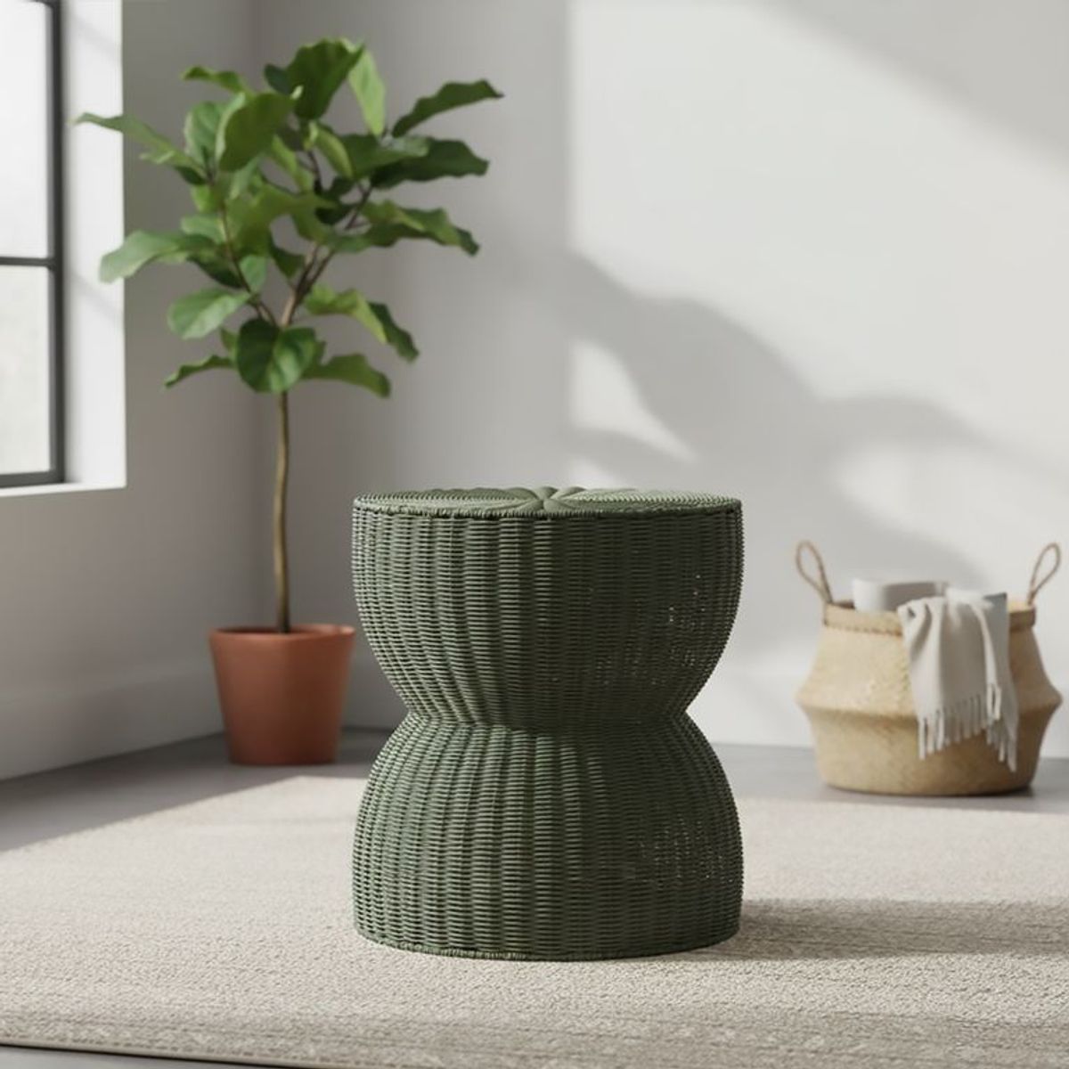 BASEMENT HOME - Banco Rattán Verde 47cm