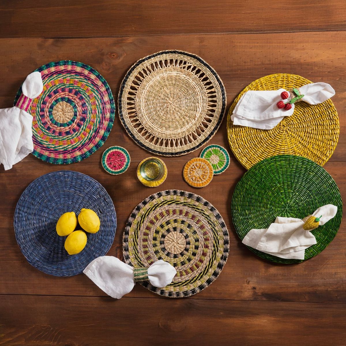 BASEMENT HOME - Individual Redondo Fibra Natural Verde 36cm