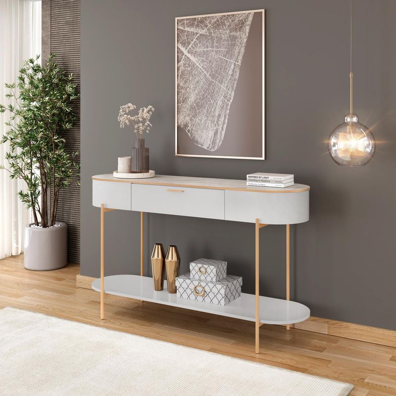 BASEMENT HOME - Arrimo Recibidor Caren 1 Cajón de Metal