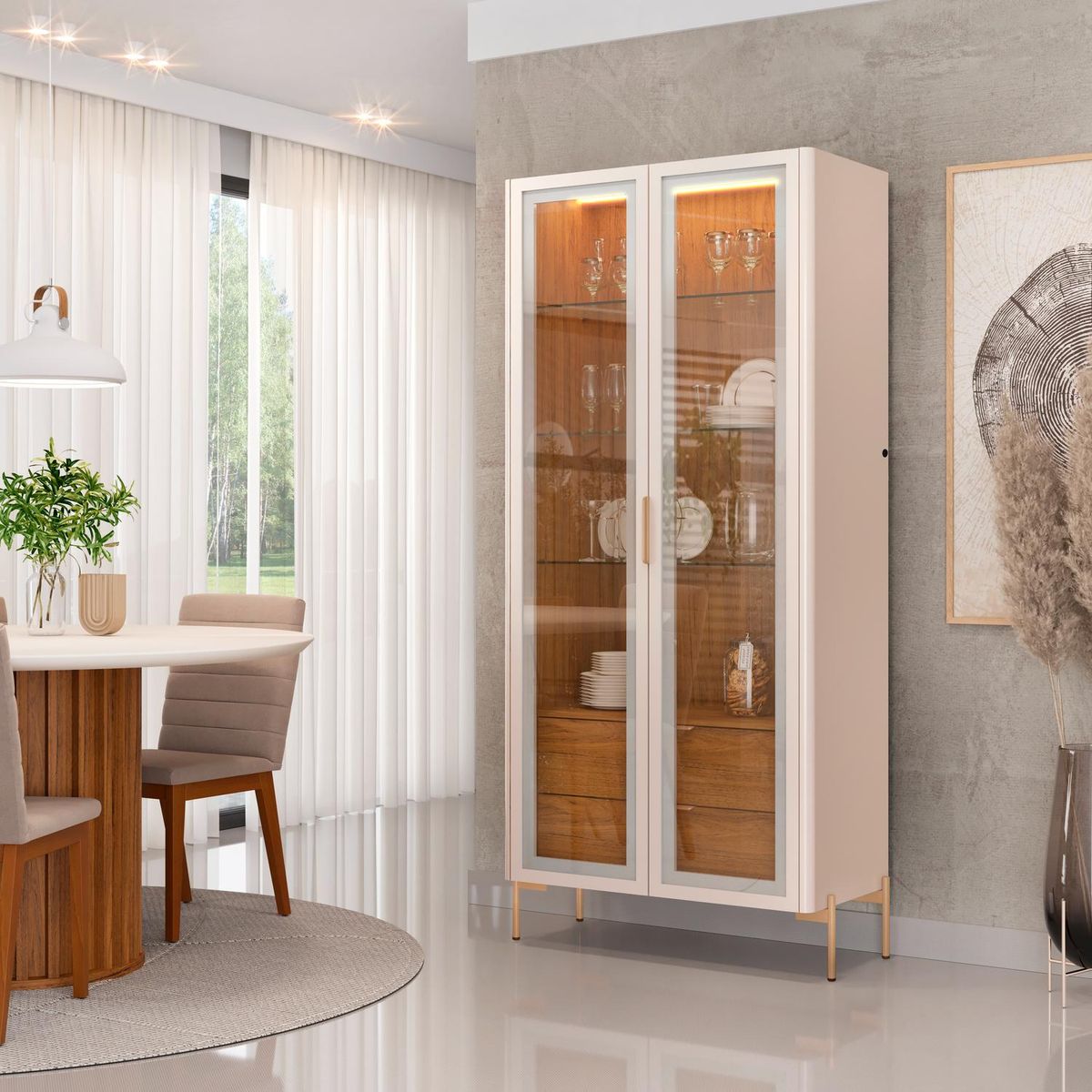 BASEMENT HOME - Vitrina Olivia 2 Puertas 2 Cajones 3 Repisas