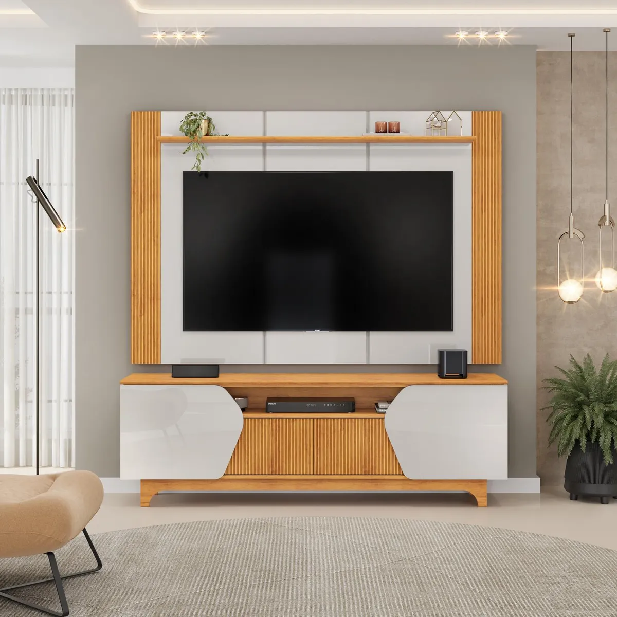 BASEMENT HOME - Panel con Mesa de Tv Helo 75"