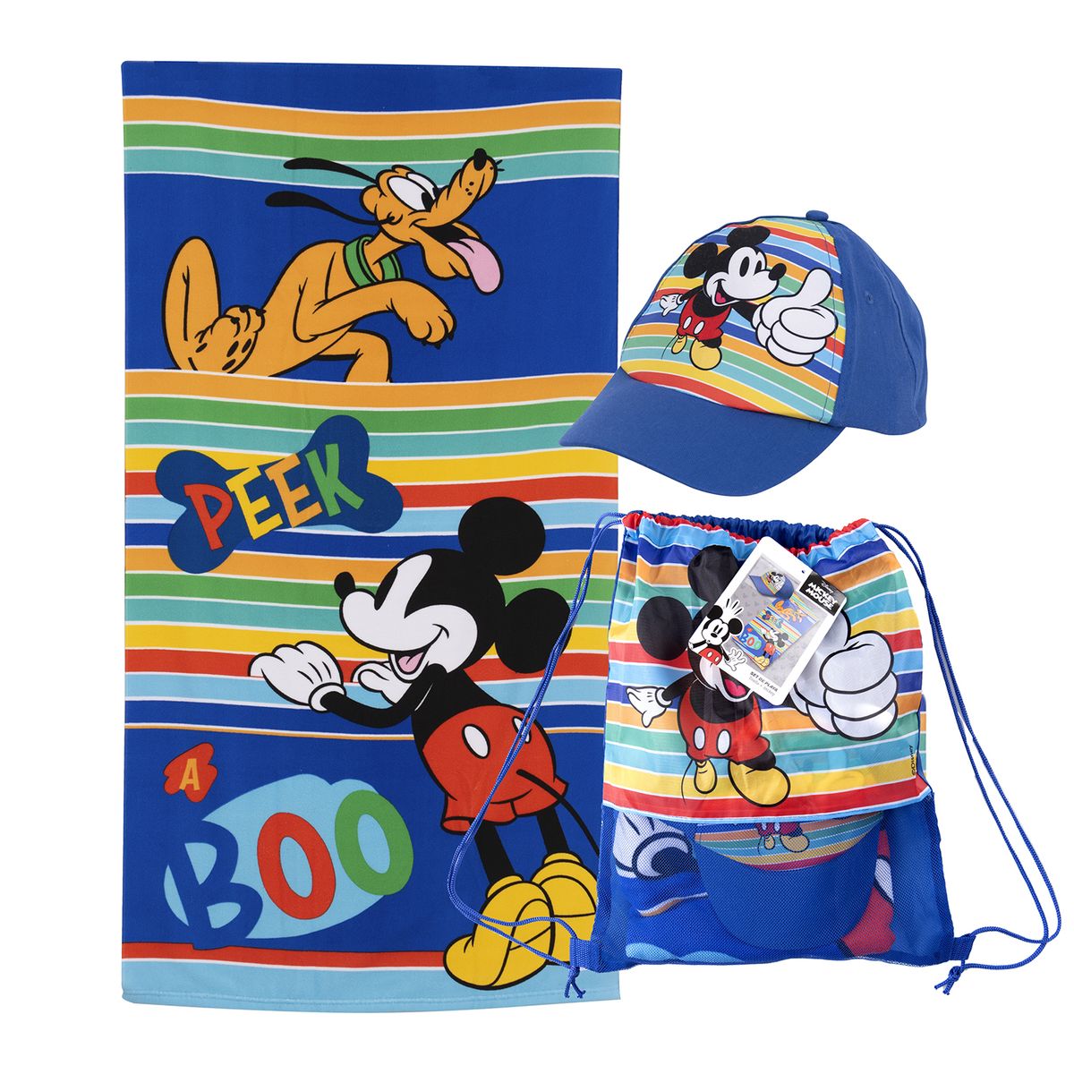 DISNEY - Set De Playa Mickey : Toalla + Bolso + Gorro Infantil