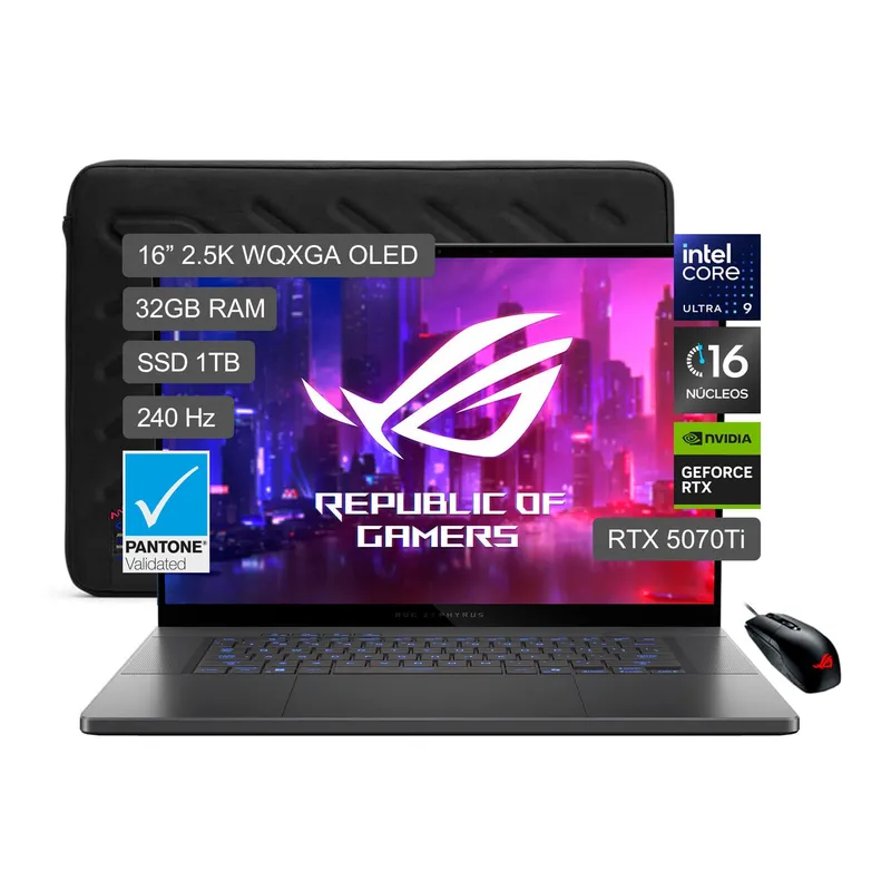 ASUS - Gamer Rog Zephyrus G16 Intel Core Ultra 9 Rtx5070ti 32gb Ram 1tb Ssd Gu605cr-qr149w 16" Oled (TGP 115W)