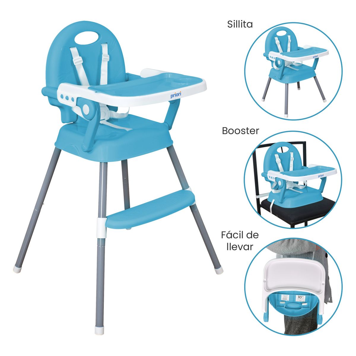 PRIORI - Silla De Comer Bebé 3 En 1 Priori