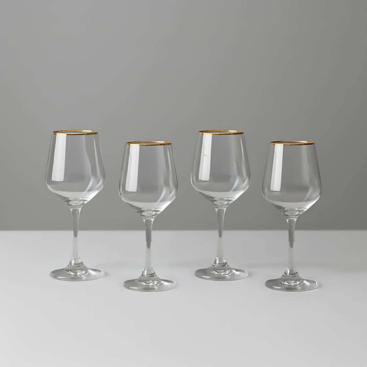  - Set X4 Copas de Vino Borde Dorado 420 Ml