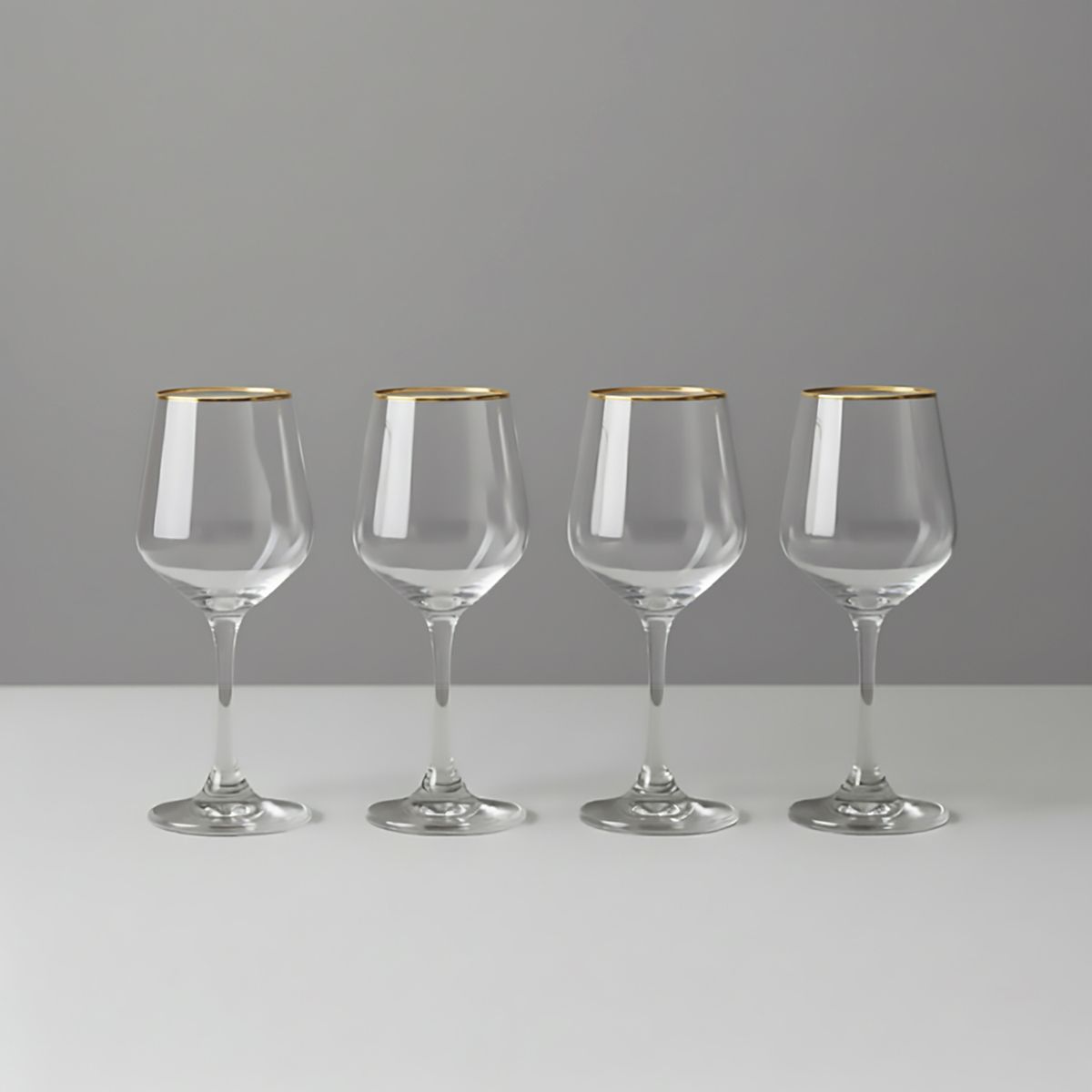  - Set X4 Copas de Vino Borde Dorado 420 Ml