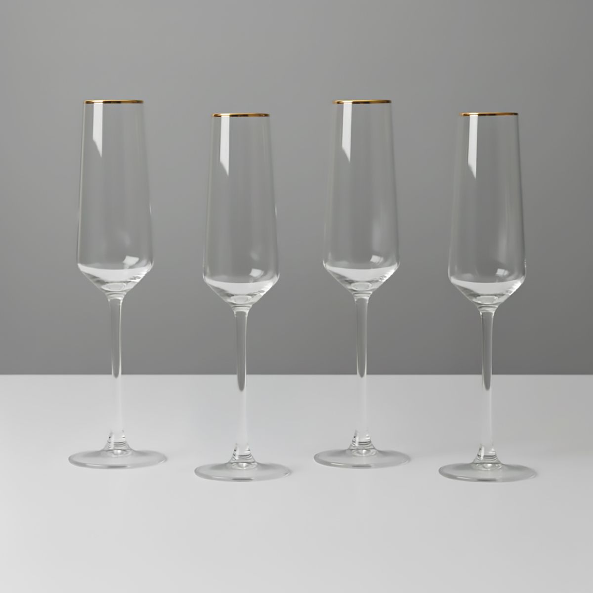 ROBERTA ALLEN - Set X4 Copas de Champagne Borde Dorado 190 Ml