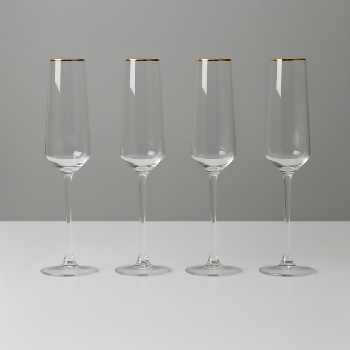 ROBERTA ALLEN - Set X4 Copas de Champagne Borde Dorado 190 Ml