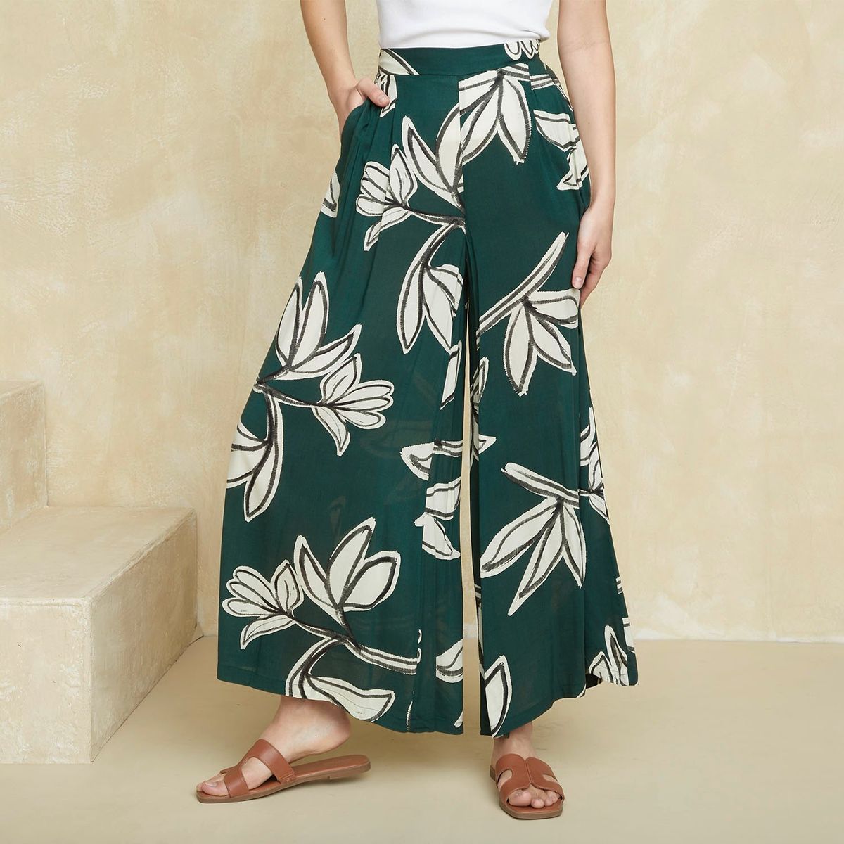 UNIVERSITY CLUB - Pantalón Palazo Tiro Medio Mujer University Club