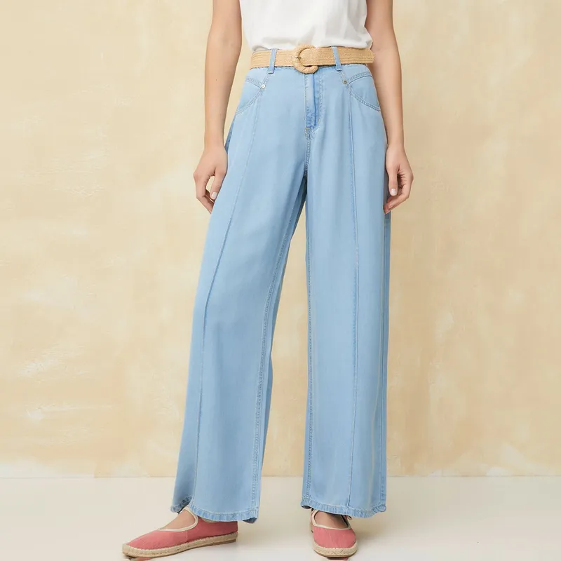 UNIVERSITY CLUB - Pantalón Wide Leg Tiro Alto Mujer University Club