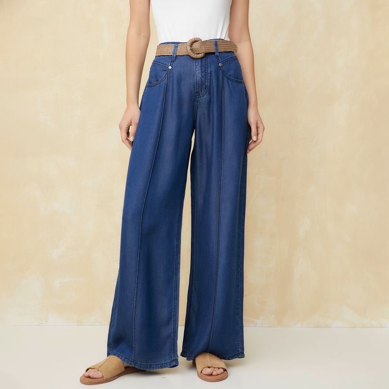 UNIVERSITY CLUB - Pantalón Wide Leg Tiro Alto Mujer University Club