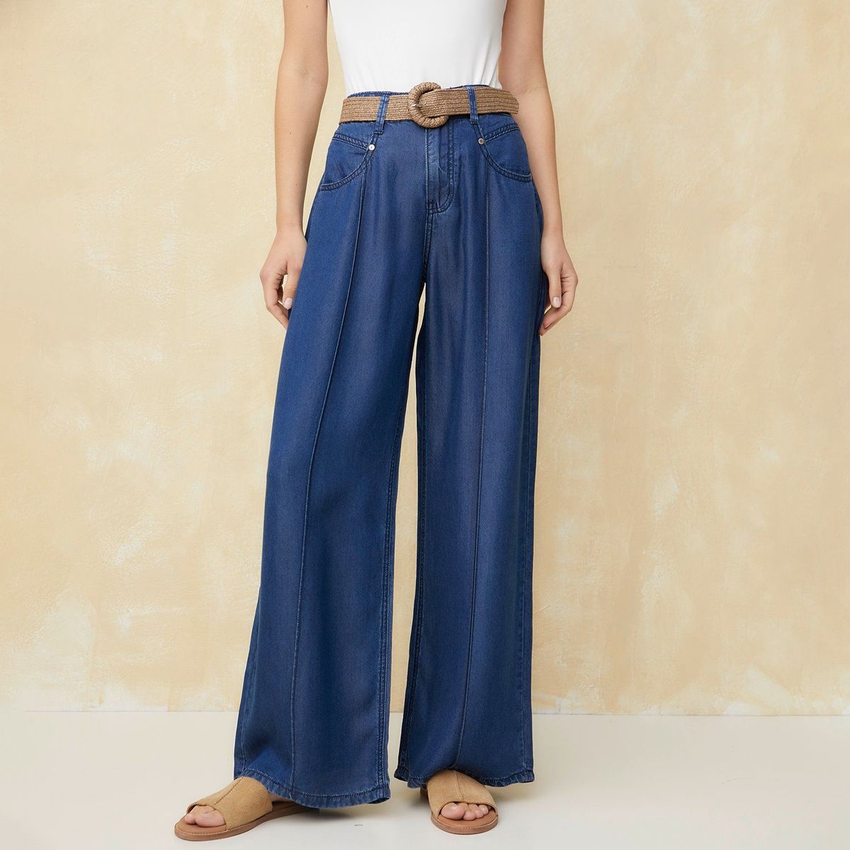 UNIVERSITY CLUB - Pantalón Wide Leg Tiro Alto Mujer University Club