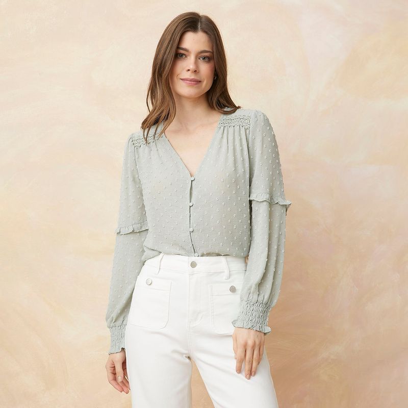 ELLE - Blusa Manga Larga Mujer Elle