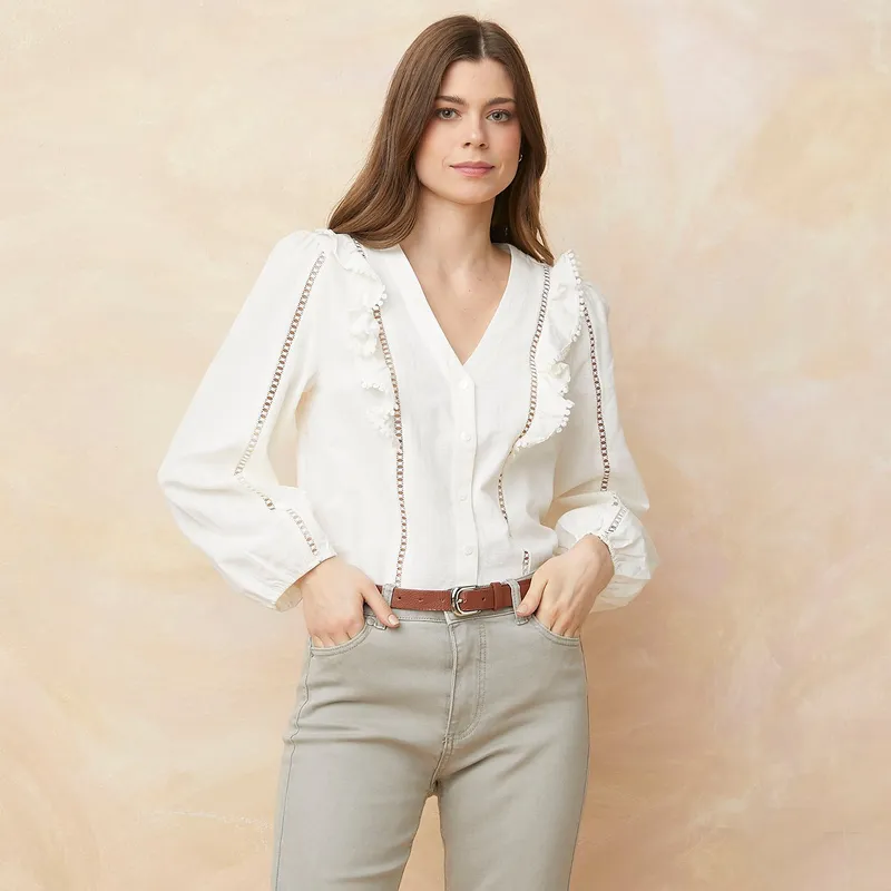 ELLE - Blusa Manga Larga Mujer Elle