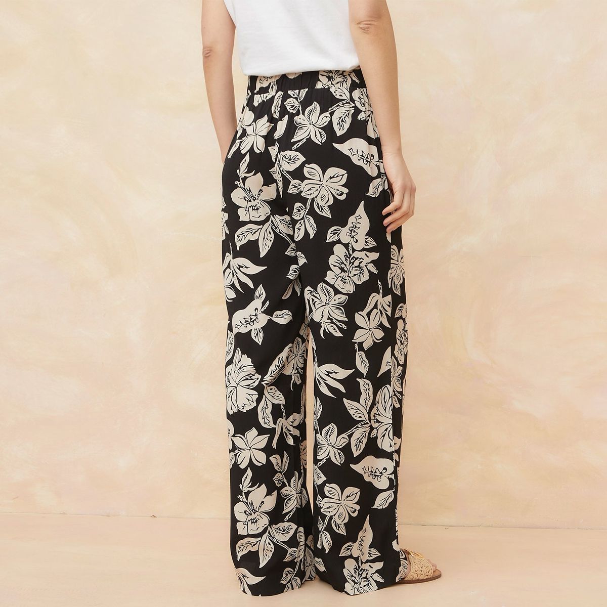 ELLE - Pantalón Palazzo Tiro Alto Mujer Elle