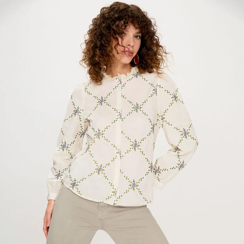 ELLE - Blusa Manga Larga 100% Algodón Mujer Elle