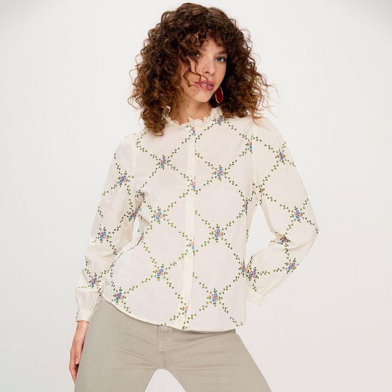 ELLE - Blusa Manga Larga 100% Algodón Mujer Elle