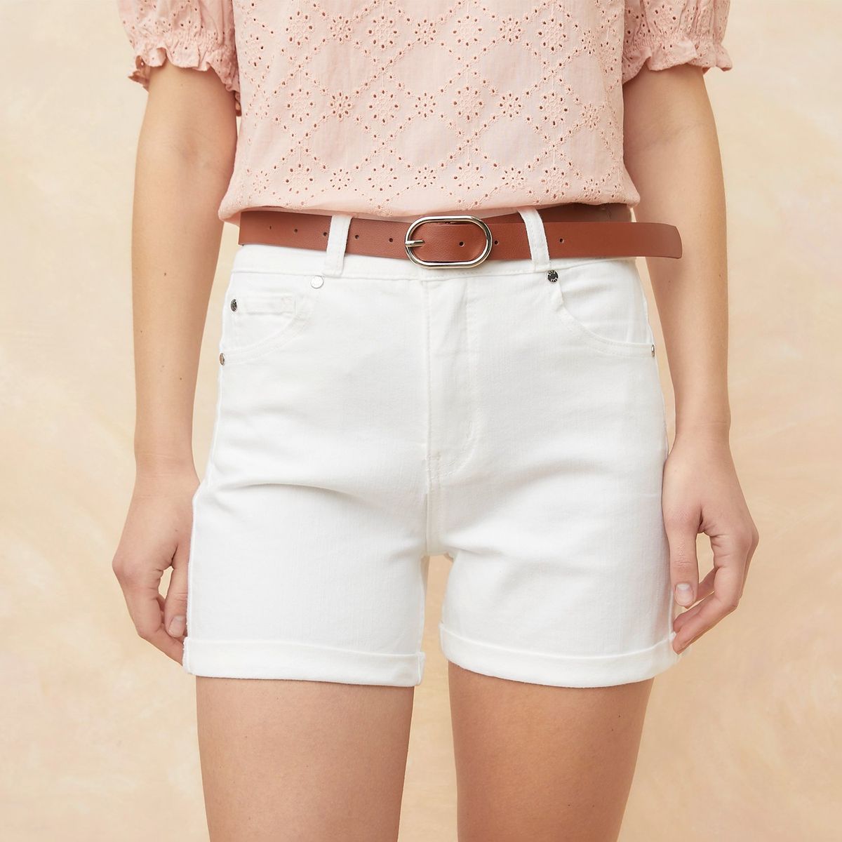 ELLE - Short Denim Tiro Alto Mujer Elle