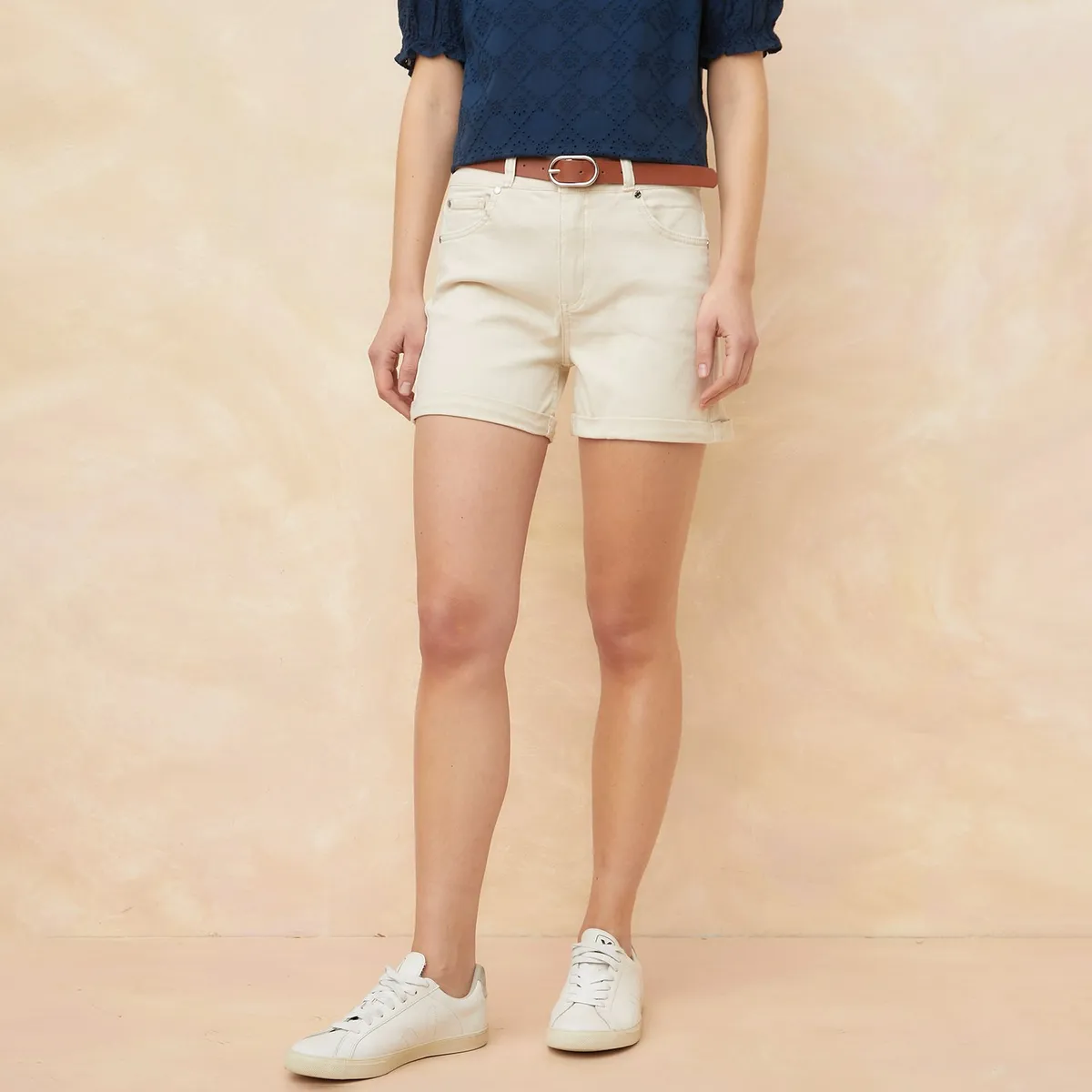ELLE - Short Denim Tiro Alto Mujer Elle