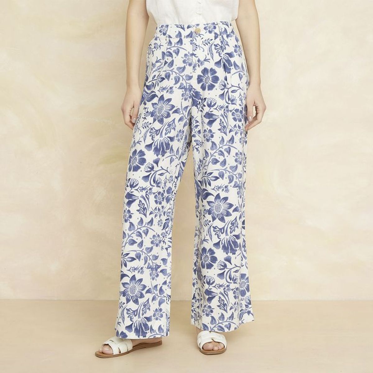 ELLE - Pantalón Fluido Tiro Medio Mujer Elle