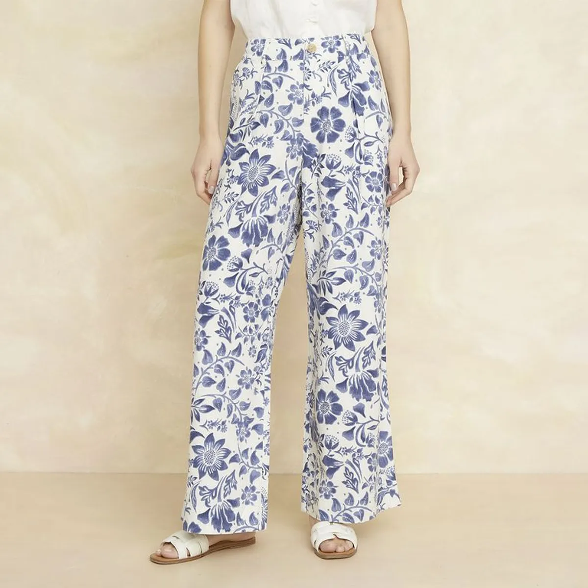 ELLE - Pantalón Fluido Tiro Medio Mujer Elle