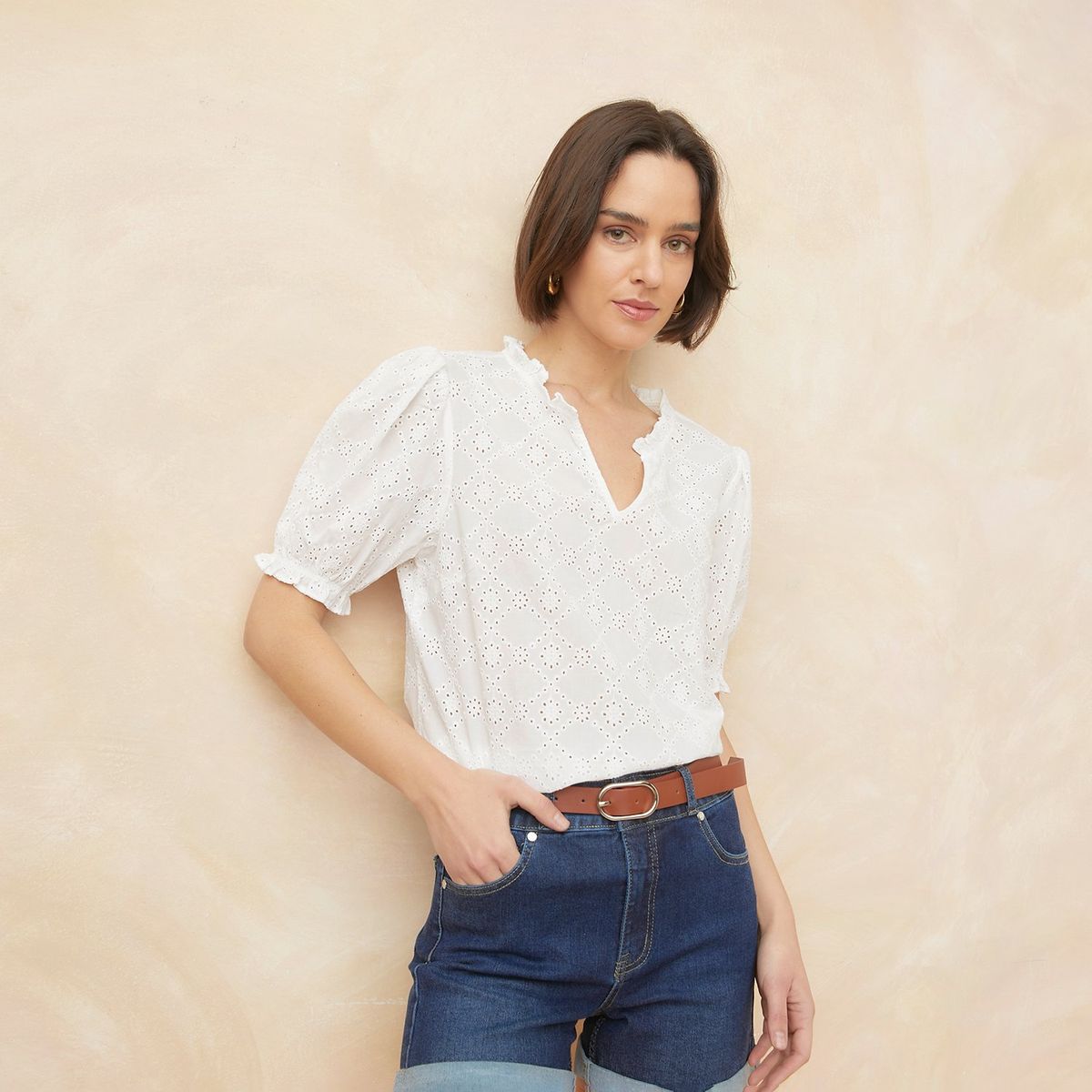 ELLE - Blusa Manga Corta Mujer Elle