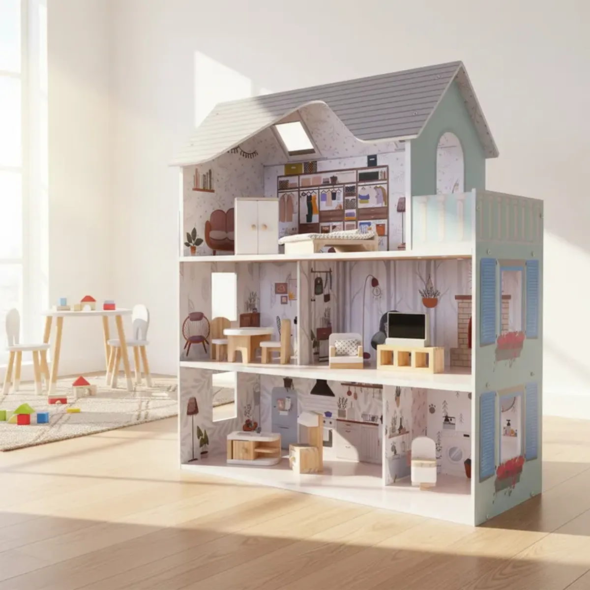 SCOOP - Casa de Muñeca Gris De Madera Scoop