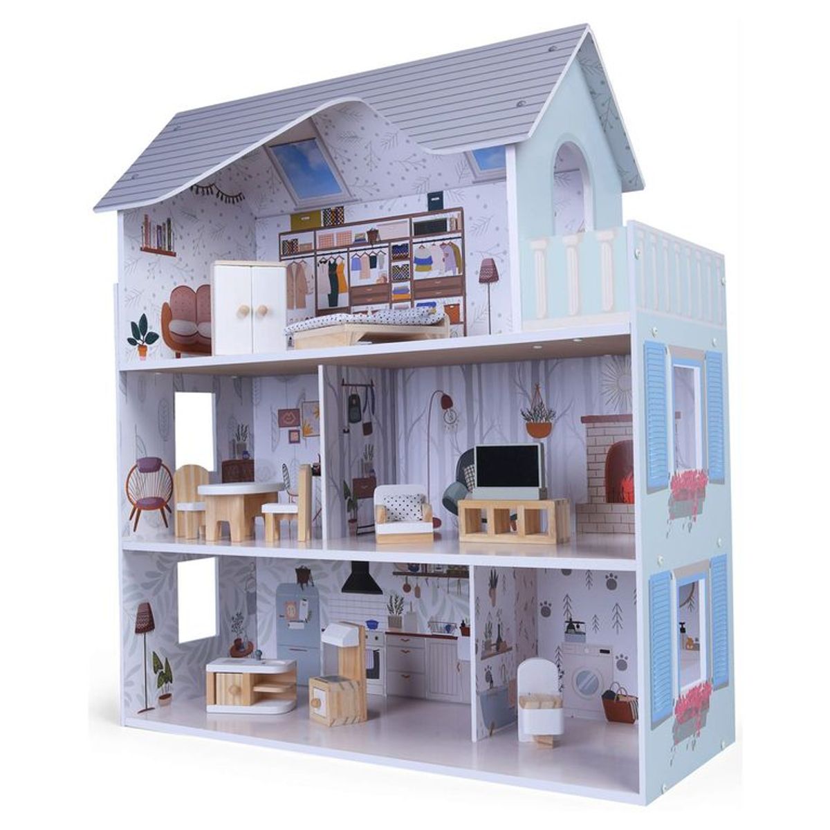 SCOOP - Casa de Muñeca Gris De Madera Scoop