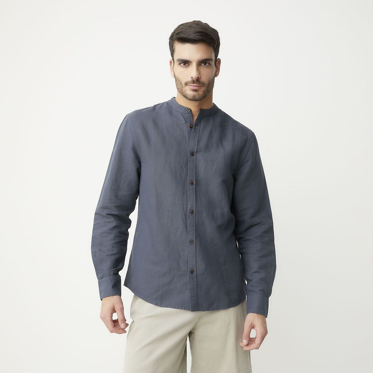 BASEMENT - Camisa Lino Casual Hombre Basement