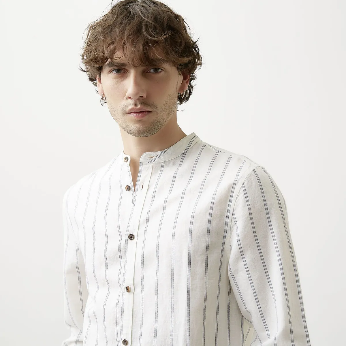 BASEMENT - Camisa Lino Casual Hombre Basement