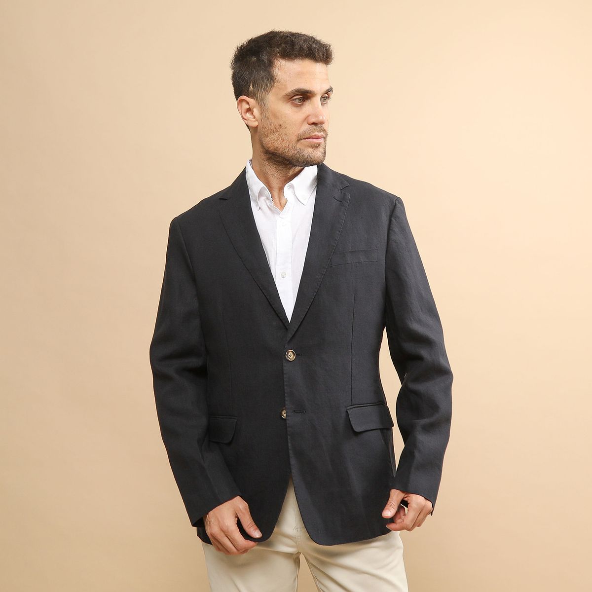 WOLF&HANK - Casaca 100% Lino Casual Hombre Wolf&hank