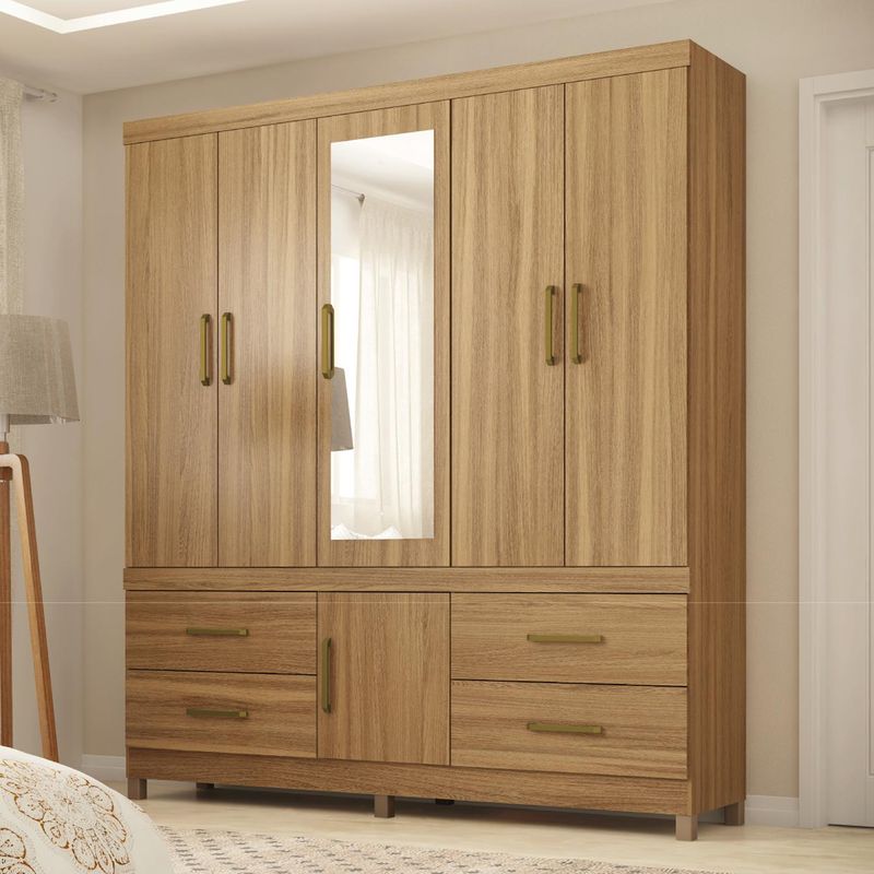 MICA - Ropero Guaruja 6 Puertas 4 Cajones con Espejo