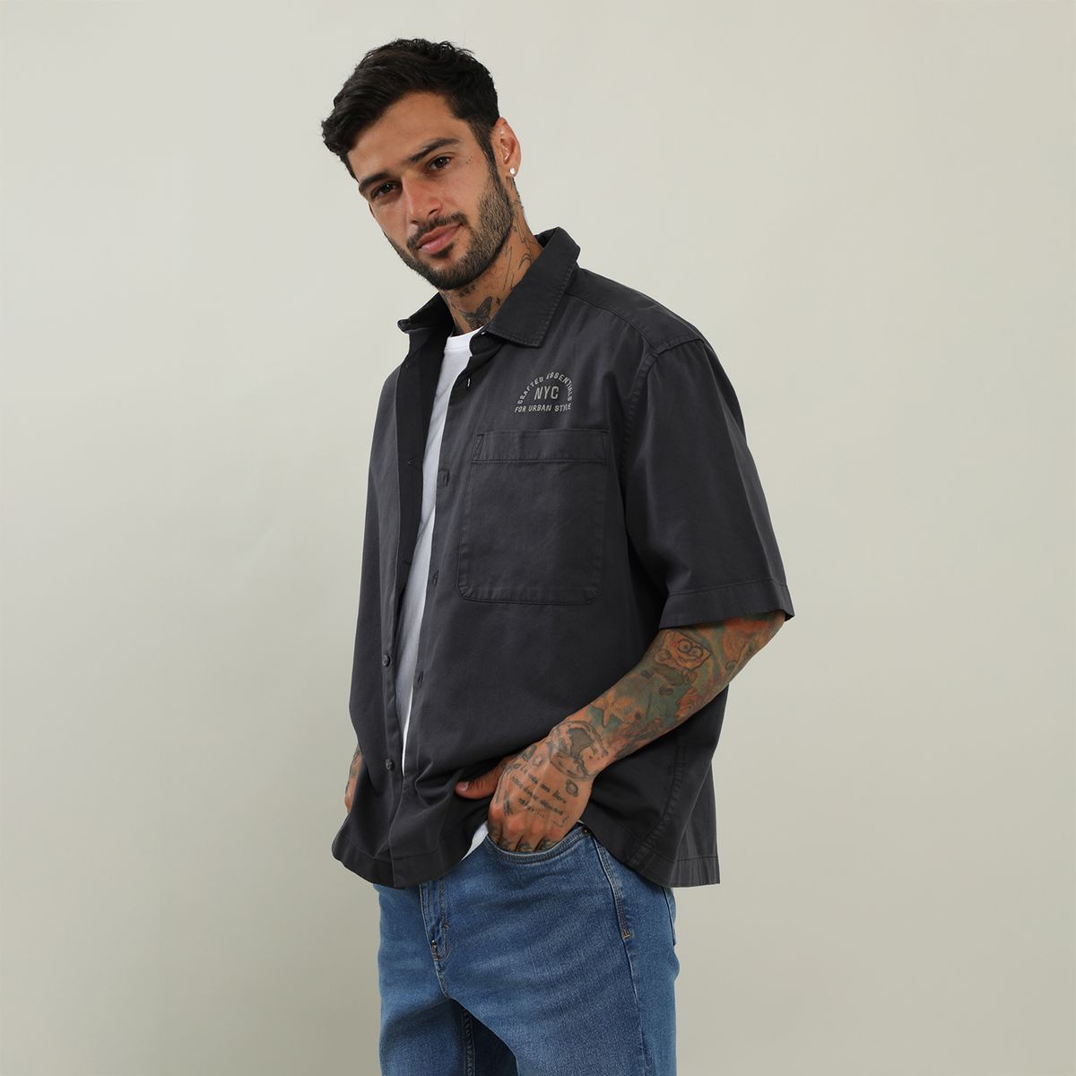 DENIMLAB - Camisa Algodón Boxy Fit Hombre Denimlab