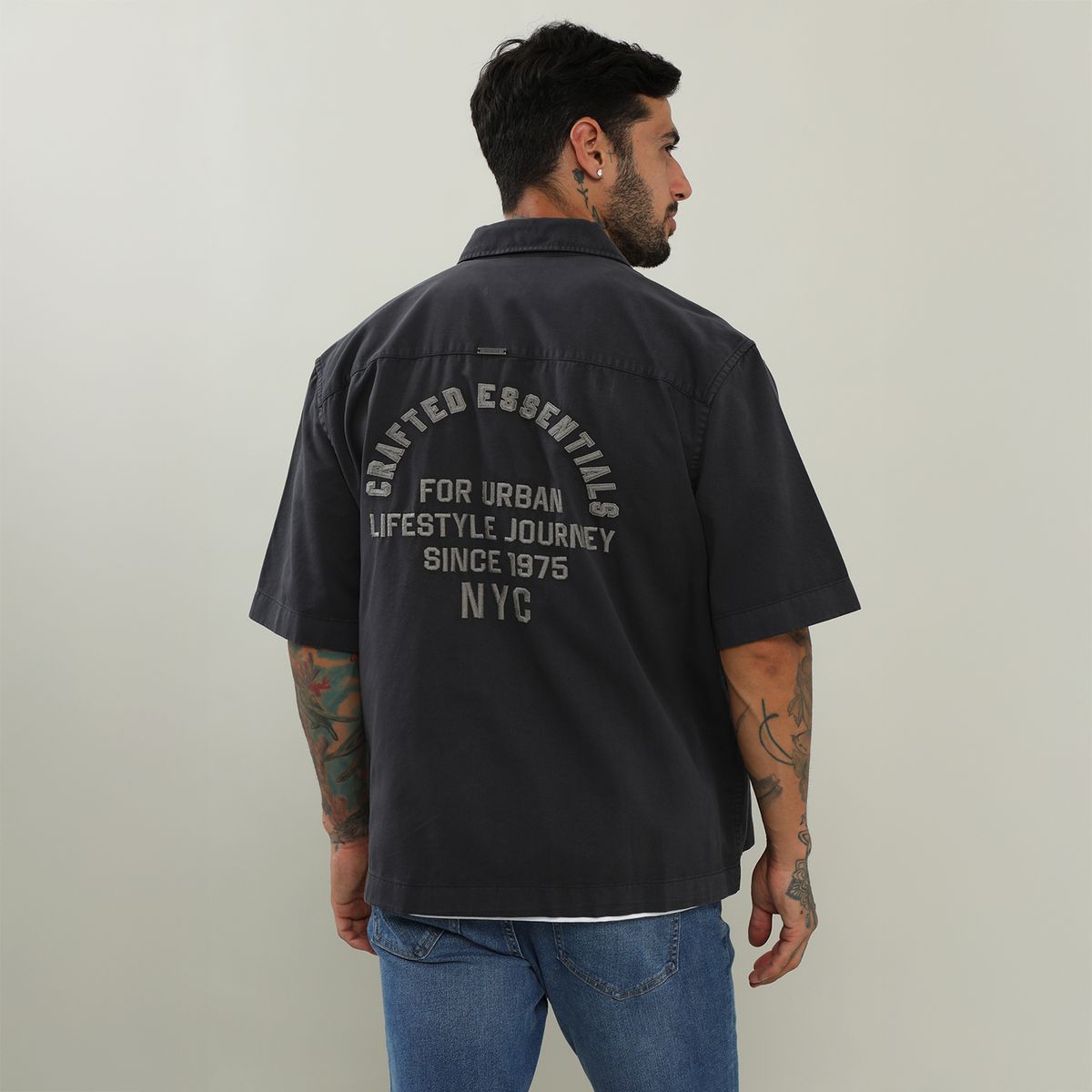 DENIMLAB - Camisa Algodón Boxy Fit Hombre Denimlab