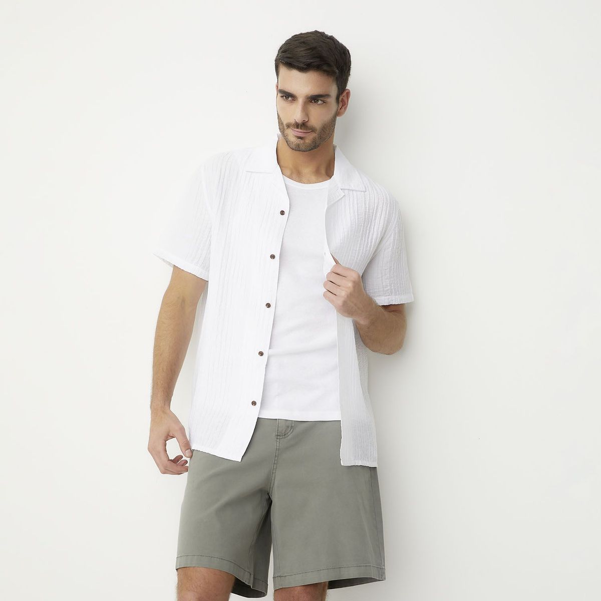 BASEMENT - Camisa Casual Regular Fit Hombre Basement