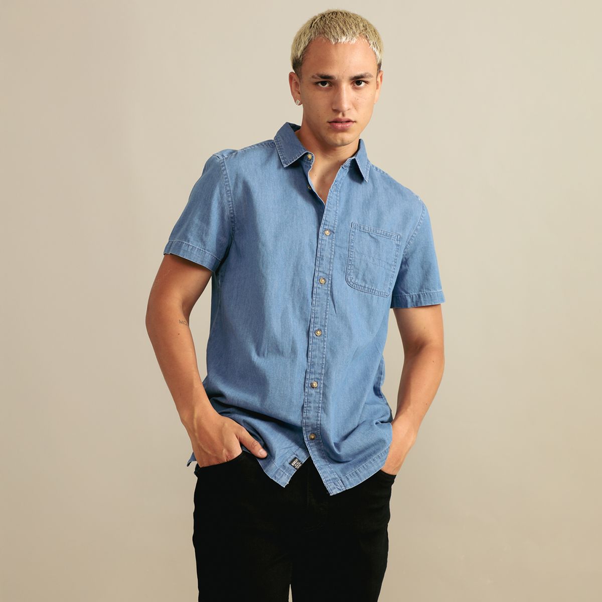 BEARCLIFF - Camisa 100% Algodón Casual Regular Fit Hombre Bearcliff