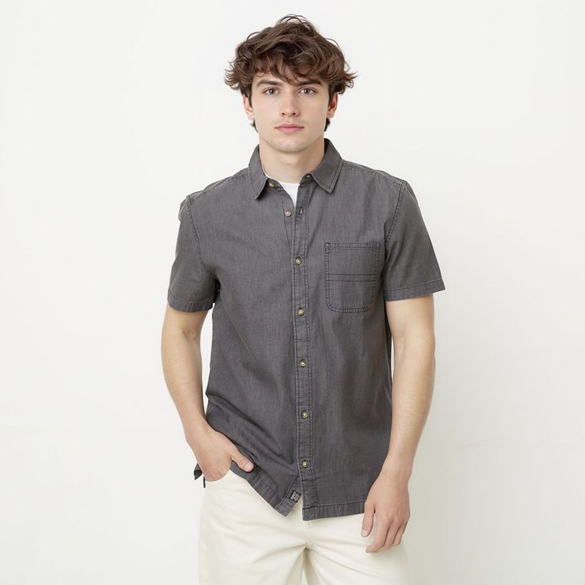 BEARCLIFF - Camisa 100% Algodón Casual Regular Fit Hombre Bearcliff