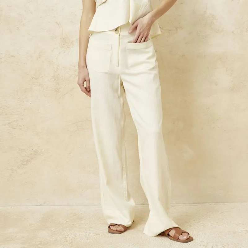 BASEMENT - Pantalón De Lino Mujer Basement