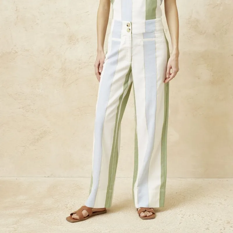 BASEMENT - Pantalón Straight Tiro Alto Mujer Basement