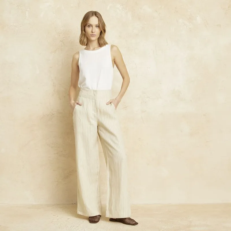 BASEMENT - Pantalón De Lino Mujer Basement