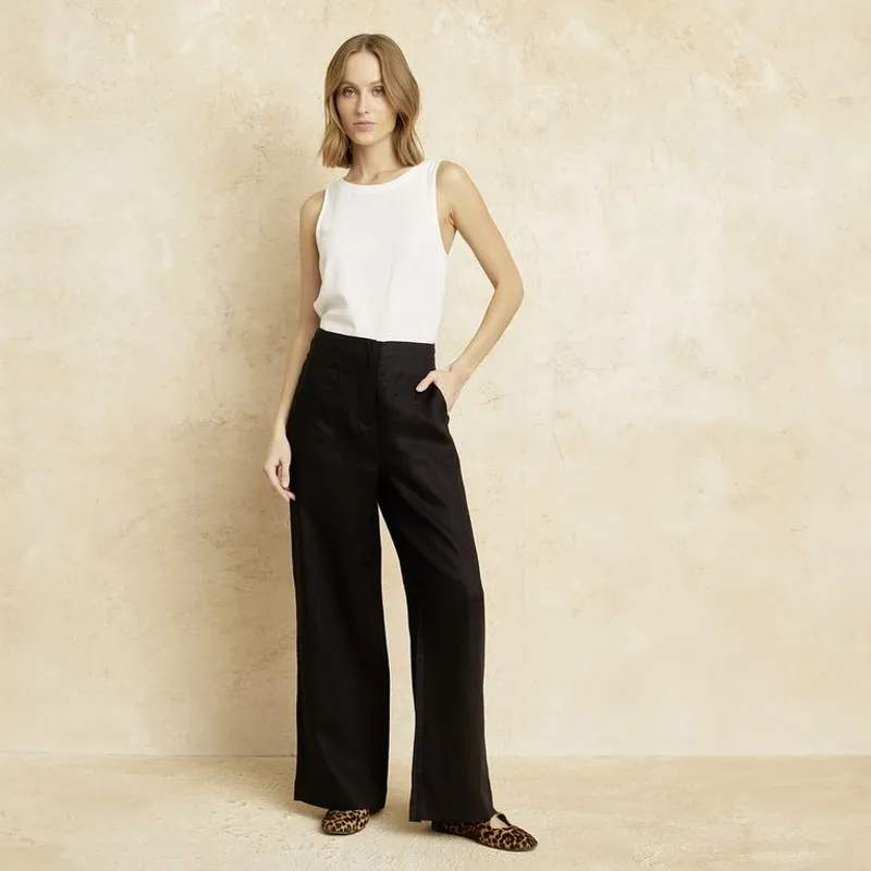 BASEMENT - Pantalón De Lino Mujer Basement