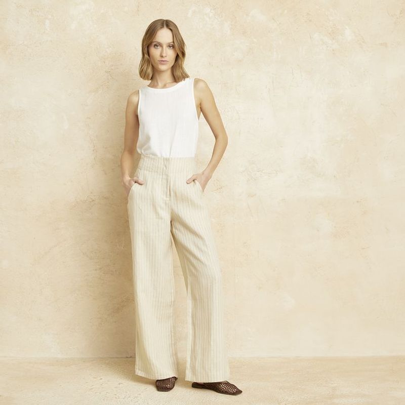 BASEMENT - Pantalón De Lino Mujer Basement