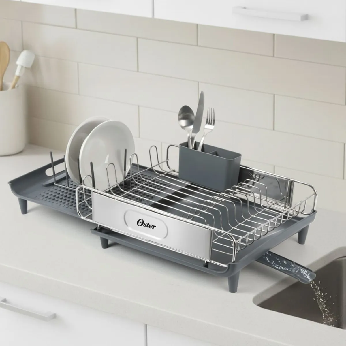 OSTER - Escurridor Acero Inoxidable Extendible 68x32x15 cm