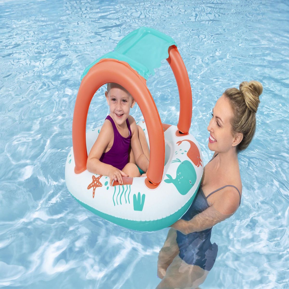 BESTWAY - Flotador Inflable Para Bebés Con Sombra Comfort Plush De Bestway