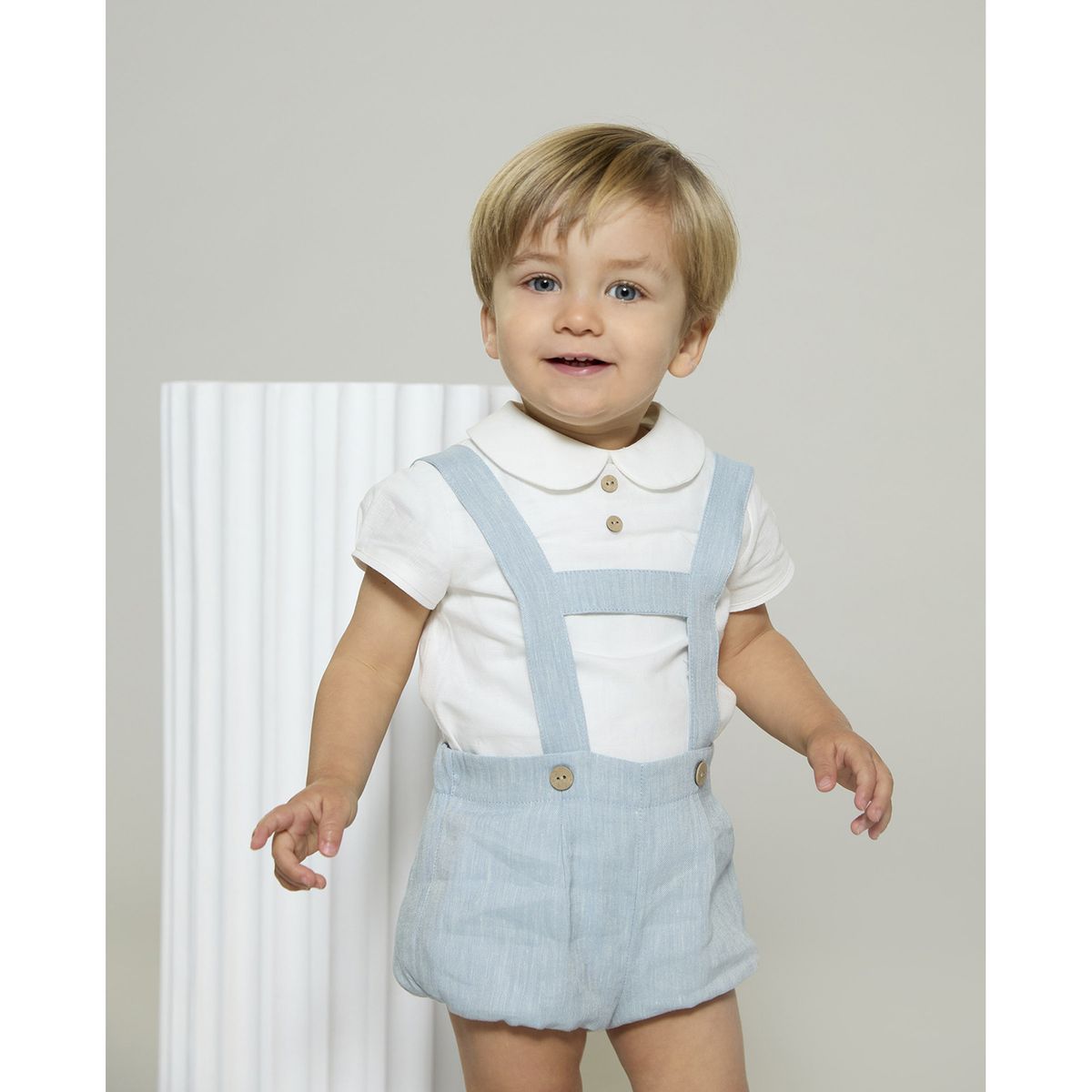 MARTIN ARANDA - Conjunto Dos Piezas Bebé Niño Lino Martín Aranda.