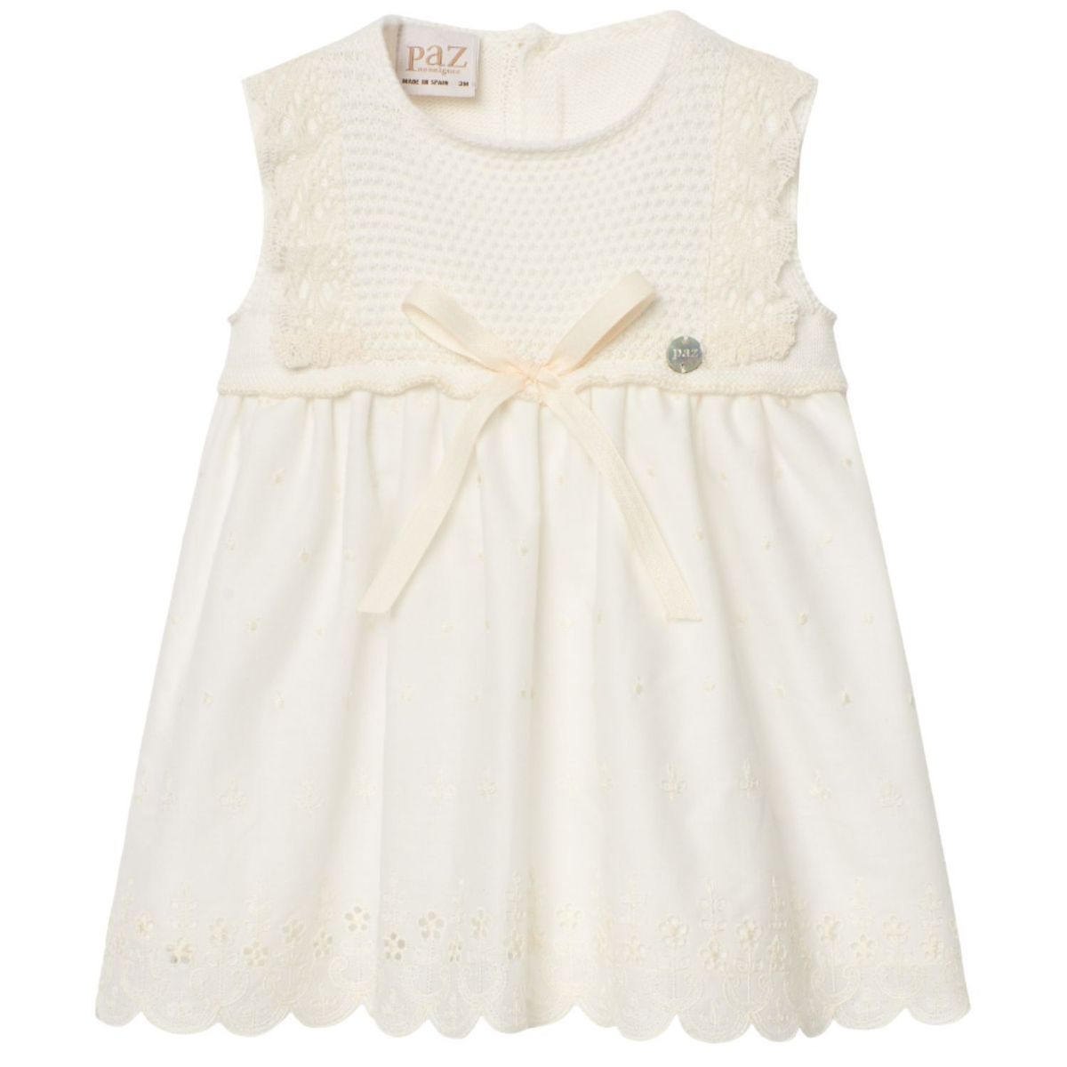 PAZ RODRIGUEZ - Vestido Bebé Niña Punto Tela Algodón Paz Rodríguez.