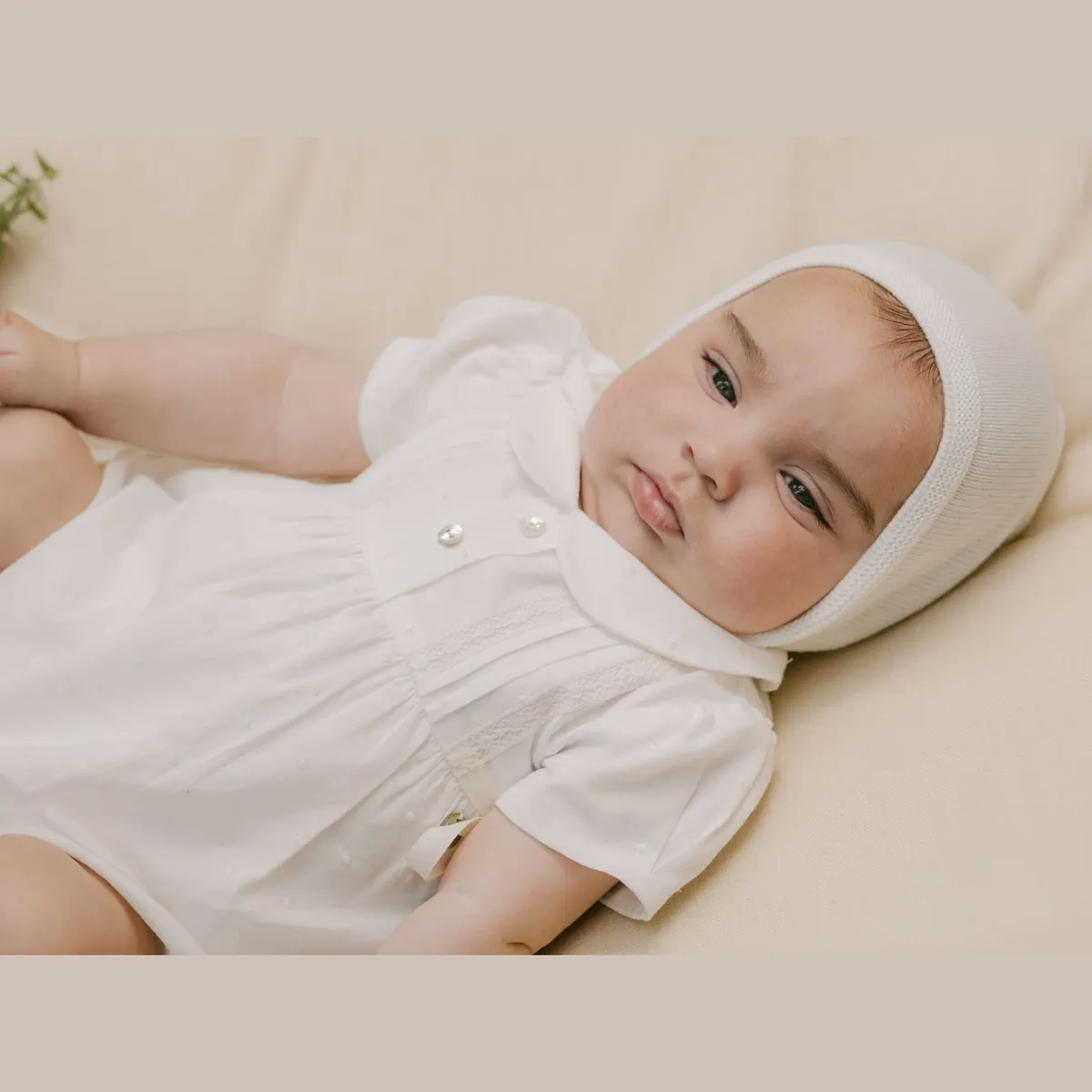 PAZ RODRIGUEZ - Enterizo Bebé Niño Niña Tela Bordada Bautizo Algodón.